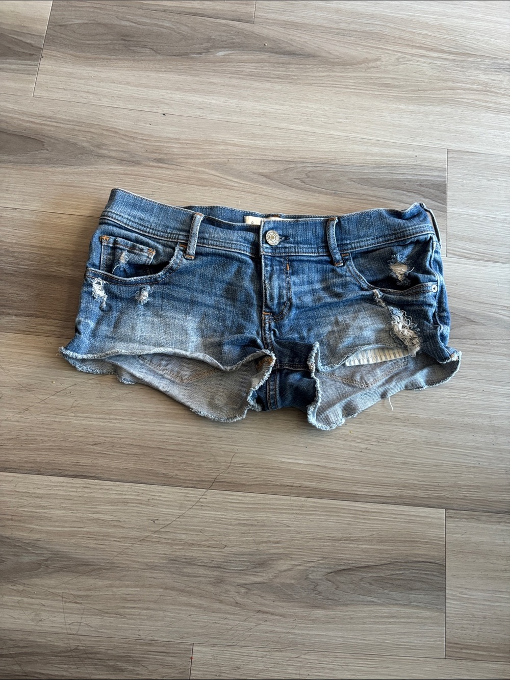 Abercrombie & Fitch Distressed Blue Denim Cutoff Shorts